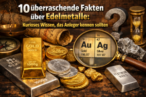 Entdecke 10 überraschende Fakten über Edelmetalle und erfahre kurioses Wissen, das Anleger kennen sollten – von Gold bis Platin spannend erklärt.